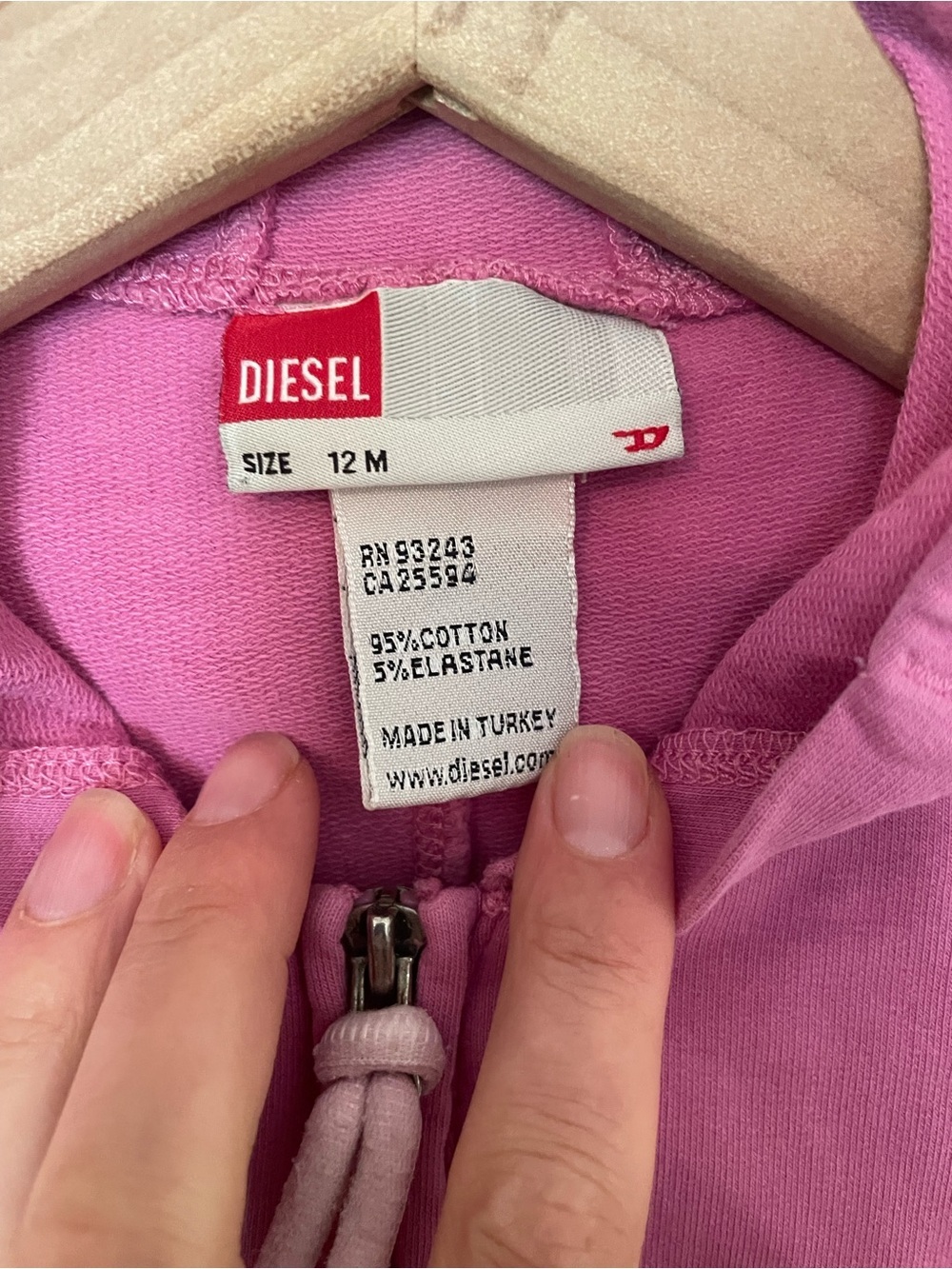Diesel Baby 12mo Pink Zip Up Sweater - Picture 3 of 5